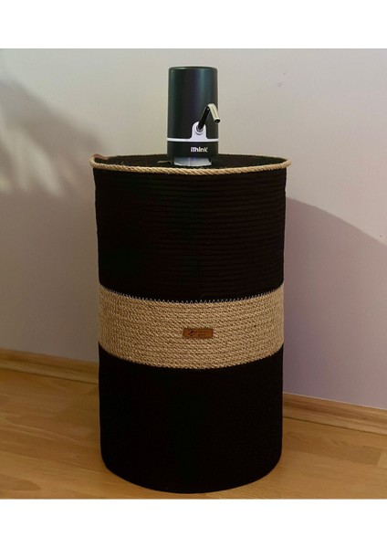 El Yapımı Kapaklı Damacana Kılıfı, Damacana Sepeti, Damacana Kutusu Siyah Hasır / Tek Ebat