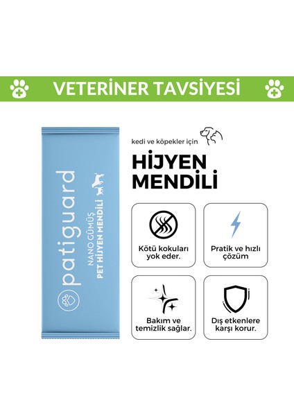 Pet Hijyen Mendili Nano Gümüş Evcil Hayvan Koku Giderici Temizleme Bakım Havlusu 10 Adet