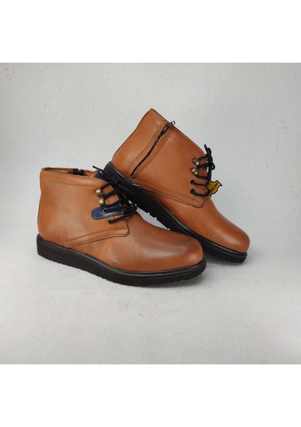 %100 Deri Ortopedik Tabanlı El Yapımı Erkek Botu