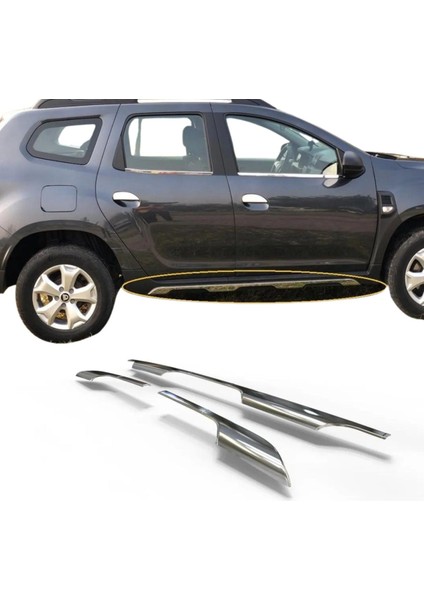 Dacia Duster Krom Yan Etek Marşpiyel Üstü Çıta 6 Parça 2018 ve Üzeri Paslanmaz Çelik