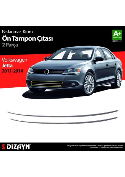 S-Dizayn Vw Jetta Krom Ön Tampon Çıta 2 Prç 2011-2014