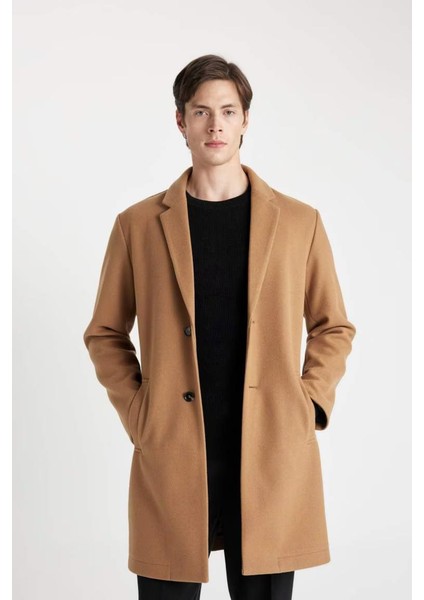 Relax Fit Ceket Yaka Düğmeli Cepli Kışlık Kaşe Parka Y8903AZ24AU modelleri