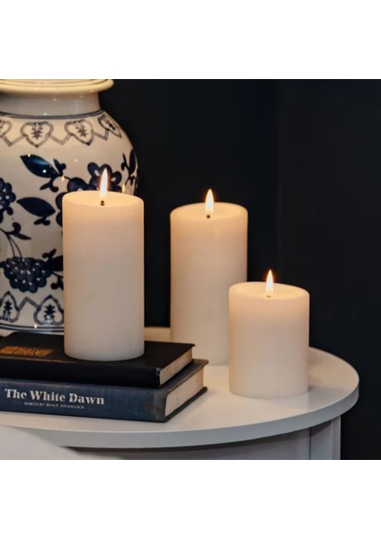 6'lı Krem Silindir Baton Mum 7 x 12 cm modelleri