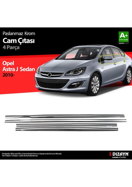 S-Dizayn Opel Astra J Sd Krom Cam Çıtası 4 Prç 2012 Üzeri