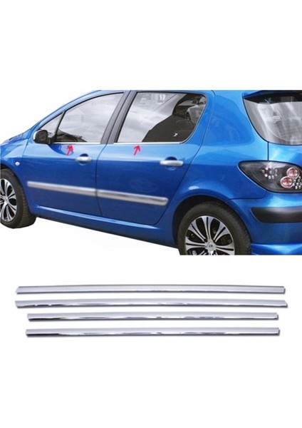 Peugeot 307 Hb Krom Cam Çıtası 4 Parça 2001 ve Üzeri P.çelik