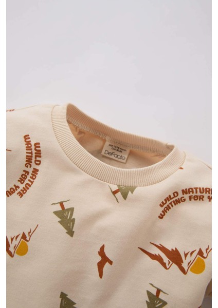 Erkek Bebek 2'li Takım Desenli Bisiklet Yaka Sweatshirt Beli Lastikli Alt D5939A524WN modelleri