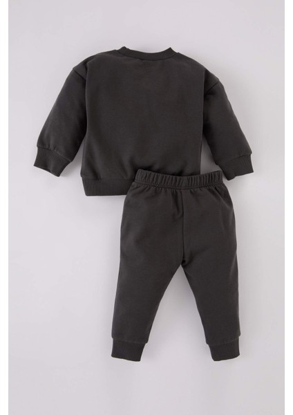 Erkek Bebek 2'li Takım Bisiklet Yaka Baskılı Sweatshirt Beli Lastikli Eşofman Altı D0724A524WN indirimleri