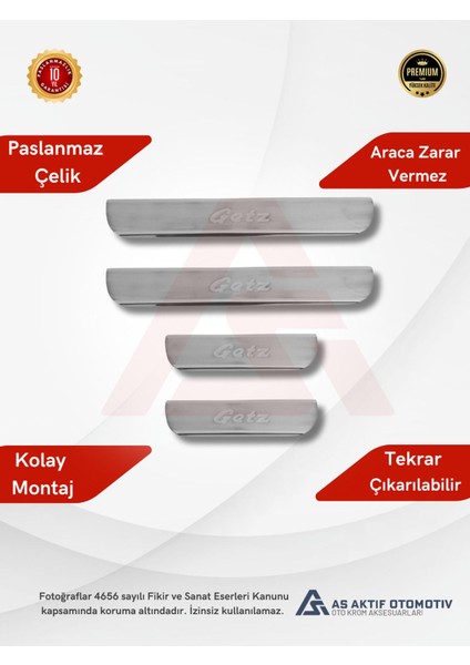 Hyundai Getz Hb 5d Kapı Eşiği 4 Parça 2002-2011 Krom Paslanmaz Çelik