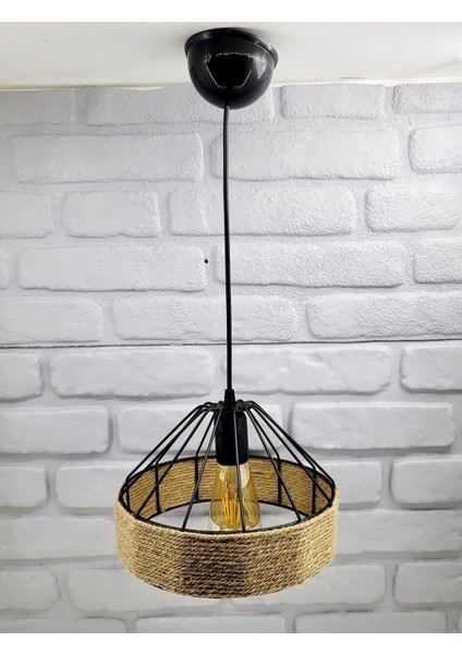 Siyah Metal Tel Konik Halatlı Model Cafe Restaurant Hol Mutfak Tekli Sarkıt Avize Aydınlatma fiyatları