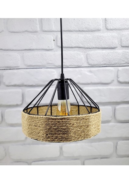 Siyah Metal Tel Konik Halatlı Model Cafe Restaurant Hol Mutfak Tekli Sarkıt Avize Aydınlatma modelleri