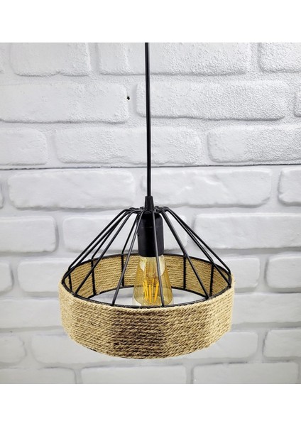 Siyah Metal Tel Konik Halatlı Model Cafe Restaurant Hol Mutfak Tekli Sarkıt Avize Aydınlatma fırsatları