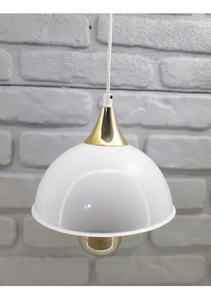 Beyaz Gold Metal Yarım Küre Model Cafe Restaurant Hol Mutfak Tekli Sarkıt Avize Aydınlatma modelleri