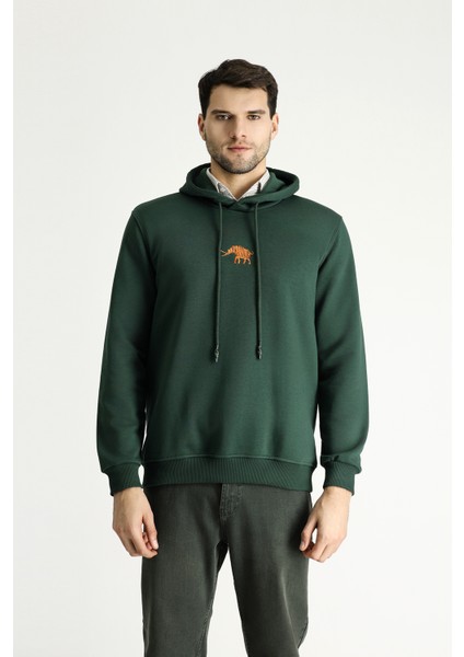 Kapüşonlu Nakışlı Pamuklu Sweatshirt