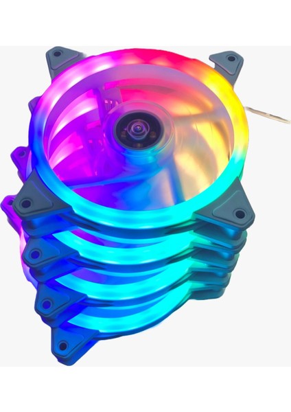 Beyaz 7r Pro Seri 4’lü Set Rainbow Işıklı Sessiz 120MM Kasa Fanı