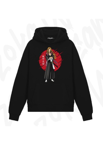 Bleach Matsumoto Rangiku Anime Baskılı Siyah Sweatshirt