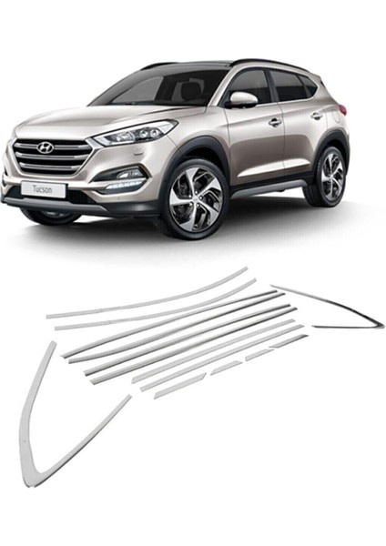 Hyundai Tucson 2016 Uyumlu Paslanmaz Krom Cam Çerçeve Çıtası Seti fiyatları