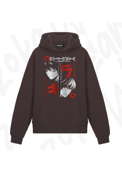 Death Note L Karakter3 Anime Baskılı Kahverengi Sweatshirt