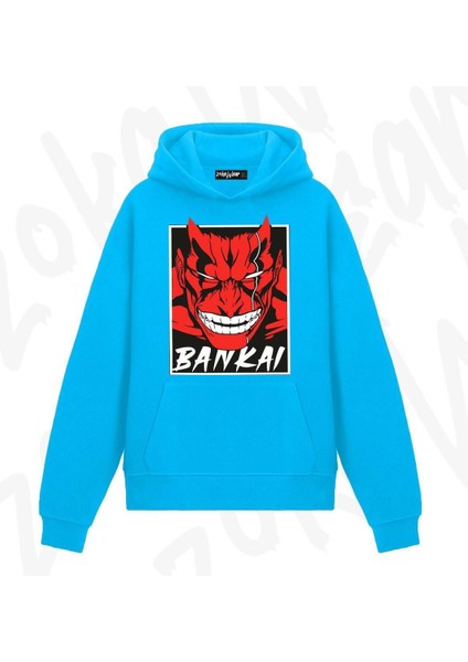 Zoka Wear Bleach Zaraki Kenpachi (Bankai) Anime Baskılı Mavi Sweatshirt