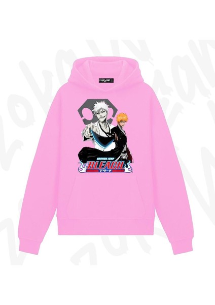 Zoka Wear Bleach Ichigo Kurosaki (Vasto Lorde) Anime Baskılı Pembe Sweatshirt