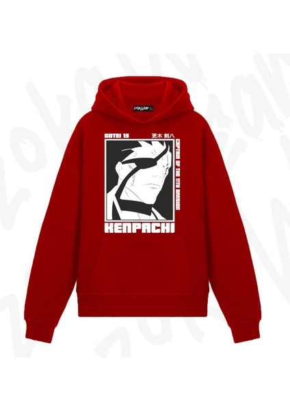 Zoka Wear Bleach Zaraki Kenpachi V2 Anime Baskılı Kırmızı Sweatshirt