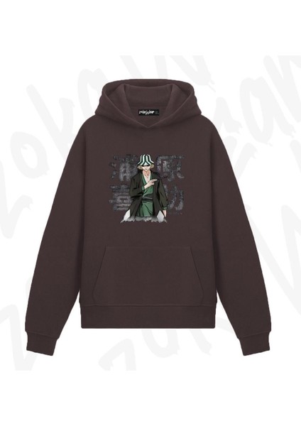 Zoka Wear Bleach Kisuke Urahara V2 Anime Baskılı Kahverengi Sweatshirt