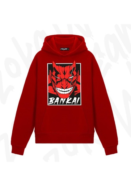 Bleach Zaraki Kenpachi (Bankai) Anime Baskılı Kırmızı Sweatshirt