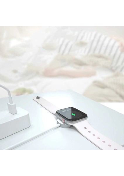 Beyaz Apple Watch USB Şarj Kablosu-Zore