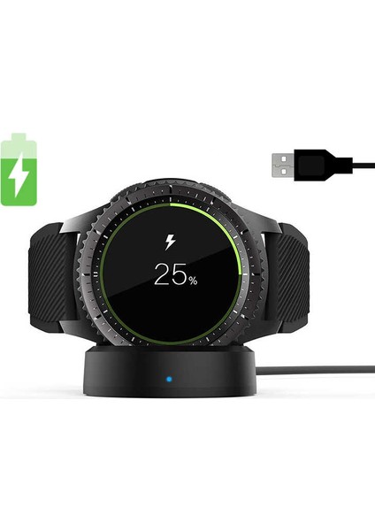 Siyah Gear S3 USB Şarj Kablosu-Zore