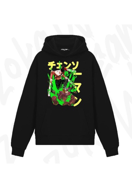 Chainsaw Man Denji Özel V2 Anime Baskılı Siyah Sweatshirt