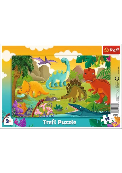 Yapboz Mat Çerçeveli Yapboz 15 Parça Dinozorlar 3+ Yaş Için
