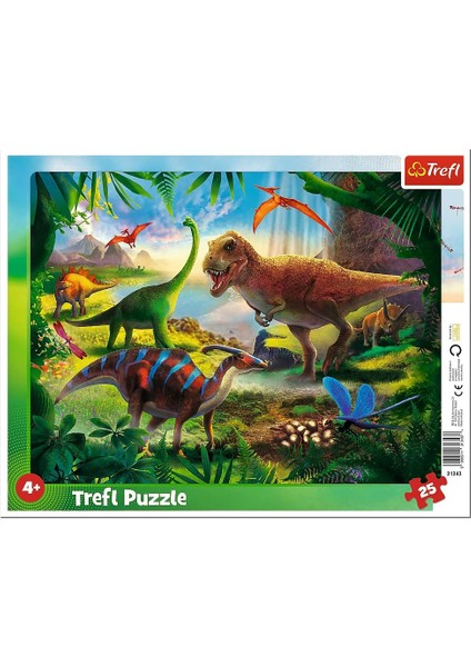 Yapboz Mat Çerçeveli Yapboz 25 Parça Dinozorlar 4 Yaş ve Üzeri