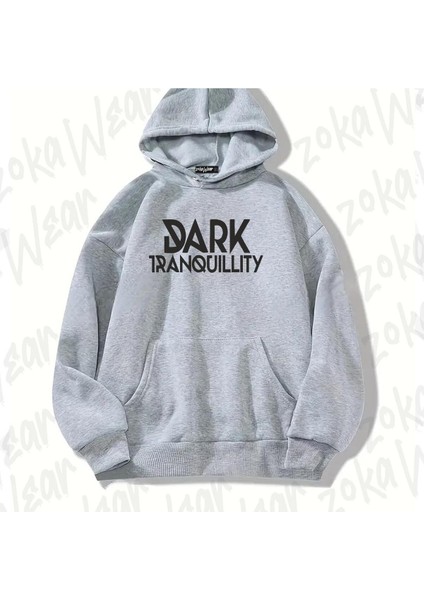 Zoka Wear Gri Dark Tranquillity Tasarım Baskılı Kapşonlu Sweatshirt