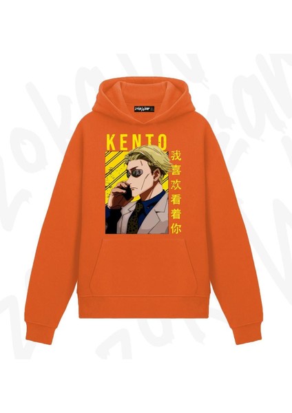 Zoka Wear Jujutsu Kaisen Kento Nanamii Anime Baskılı Turuncu Sweatshirt