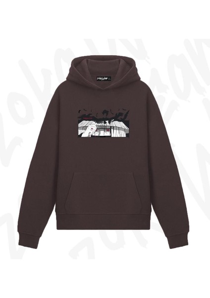 Zoka Wear Uchiha Itachi Naruto V4 Anime Baskılı Kahverengi Sweatshirt