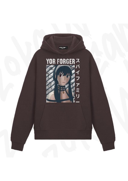 Zoka Wear Spy x Family Yor Forger V2 Anime Baskılı Kahverengi Sweatshirt