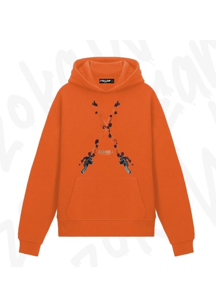 Attack On Titan Güllü Kılıç Anime Baskılı Turuncu Sweatshirt