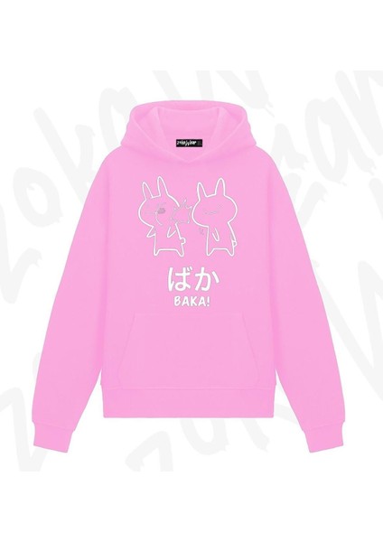 Zoka Wear Baka!, Mizah, Anime Baskılı Pembe Sweatshirt