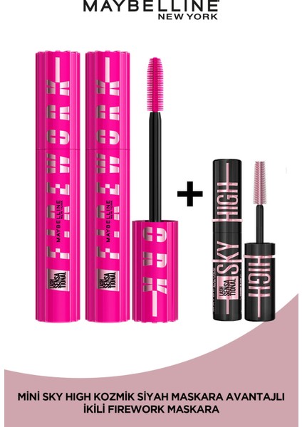 2'li Maybelline New York Lash Sensational Firework Maskara + Sky High Cosmic Mini Maskara