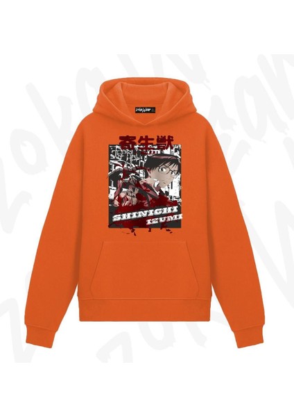 Zoka Wear Parasyte Shinichi Izumi Anime Baskılı Turuncu Sweatshirt