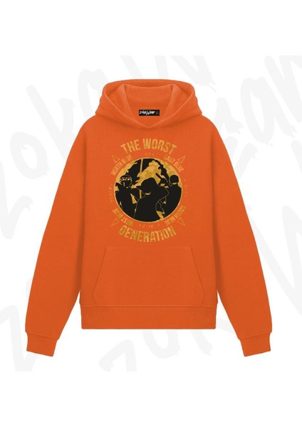 One Piece The Worst Generation Anime Baskılı Turuncu Sweatshirt