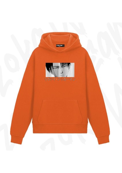 Attack On Titan Levi Ackermann Anime Baskılı Turuncu Sweatshirt