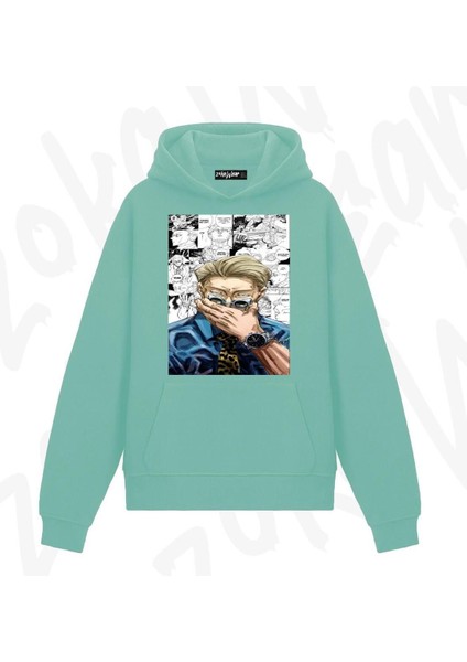 Zoka Wear Jujutsu Kaisen Kento Nanami Karakter Anime Baskılı Su Yeşili Sweatshirt