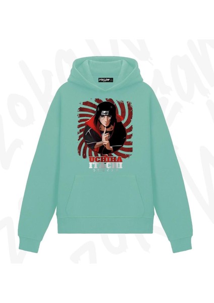 Zoka Wear Uchiha Itachi Naruto V2 Anime Baskılı Su Yeşili Sweatshirt