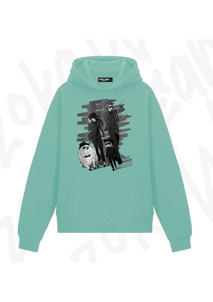 Zoka Wear Spy x Family Anime Baskılı Su Yeşili Sweatshirt