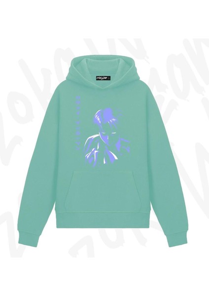 Zoka Wear Mangaa Karakteri Anime Baskılı Su Yeşili Sweatshirt