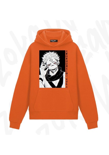 Jujutsu Kaisen Sukuna Ryomen Karakter Anime Baskılı Turuncu Sweatshirt