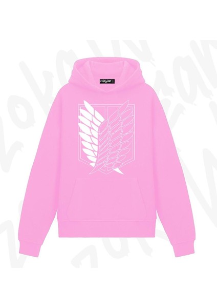 Zoka Wear Attack On Titan, Anime Anime Baskılı Pembe Sweatshirt