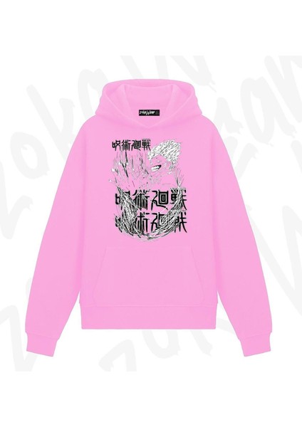 Zoka Wear Jujutsu Kaisen Sukuna Ryomen Karakters Anime Baskılı Pembe Sweatshirt