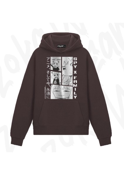 Zoka Wear Spy x Family Anya Forger V2 Anime Baskılı Kahverengi Sweatshirt