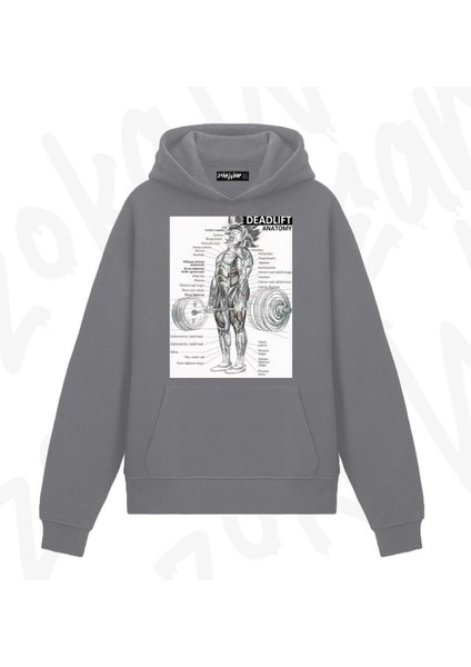 Zoka Wear Deadlift Muscle Chart Anatomy Diagram Anime Baskılı Duman Sweatshirt